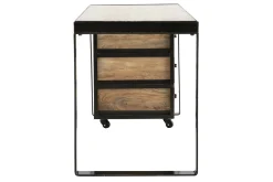 Miliboo Bureau Design-Bureau avec rangements 3 tiroirs industriel bois manguier massif et métal noir L156 cm INDUSTRIA