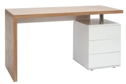 Miliboo Bureau Design-Bureau avec rangements 3 tiroirs design bois clair chêne et blanc L140 cm CALIX