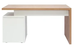 Miliboo Bureau Design-Bureau avec rangements 3 tiroirs design bois clair chêne et blanc L140 cm CALIX