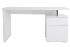 Miliboo Bureau Design-Bureau avec rangements 3 tiroirs design blanc laqué brillant L140 cm CALIX