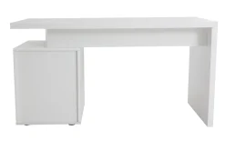 Miliboo Bureau Design-Bureau avec rangements 3 tiroirs design blanc laqué brillant L140 cm CALIX