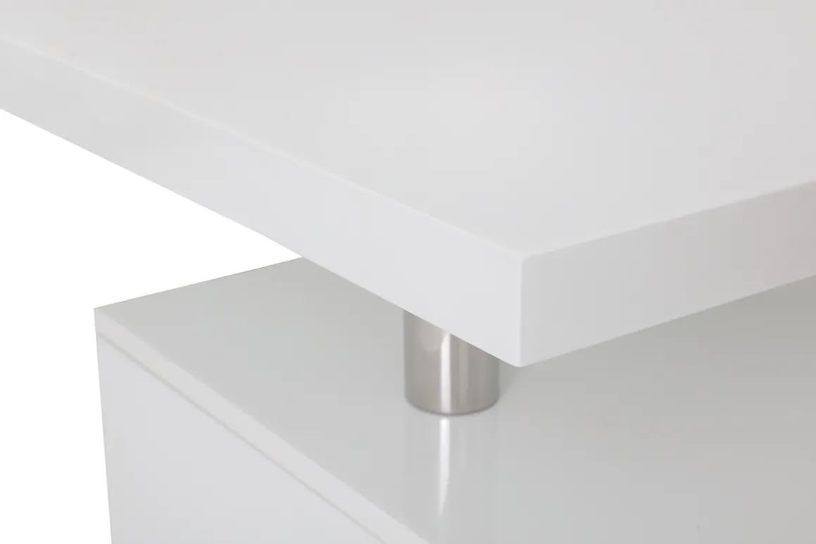 Miliboo Bureau Design-Bureau avec rangements 3 tiroirs design blanc laqué brillant L140 cm CALIX