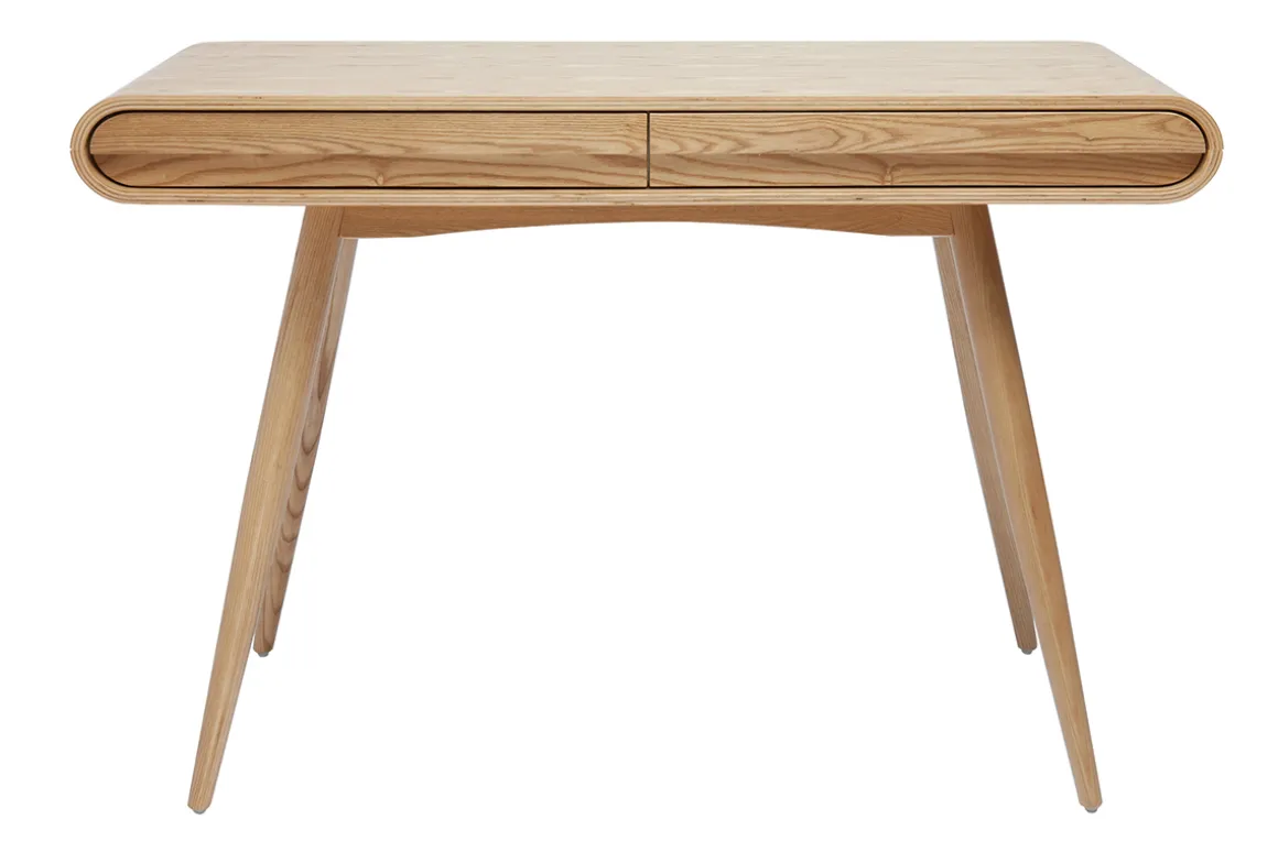 Miliboo Bureau Design-Bureau avec rangements 2 tiroirs scandinave bois clair L120 cm BJORG
