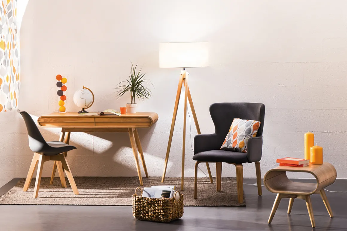 Miliboo Bureau Design-Bureau avec rangements 2 tiroirs scandinave bois clair L120 cm BJORG