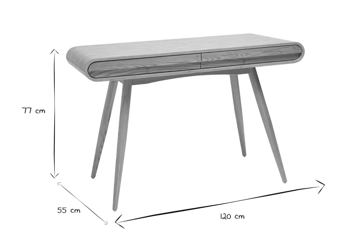 Miliboo Bureau Design-Bureau avec rangements 2 tiroirs scandinave bois clair L120 cm BJORG