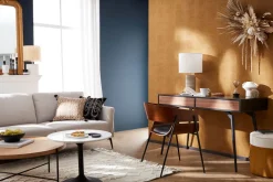 Miliboo Bureau Design-Bureau avec rangements 2 tiroirs design noir mat et bois foncé noyer L120 cm TRIPOLI