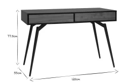 Miliboo Bureau Design-Bureau avec rangements 2 tiroirs design noir mat et bois foncé noyer L120 cm TRIPOLI