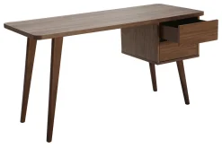 Miliboo Bureau Design-Bureau avec rangements 2 tiroirs bois foncé noyer L140 cm FIFTIES