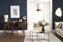 Miliboo Bureau Design-Bureau avec rangements 2 tiroirs bois foncé noyer L140 cm FIFTIES