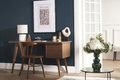 Miliboo Bureau Design-Bureau avec rangements 2 tiroirs bois foncé noyer L140 cm FIFTIES