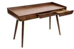 Miliboo Bureau Design-Bureau avec rangements 3 tiroirs vintage bois foncé noyer L132 cm HALLEN