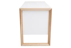 Miliboo Bureau Design-Bureau avec rangements 3 tiroirs scandinave blanc mat et bois clair frêne massif L130 cm ARMEL