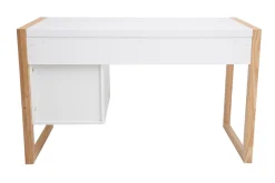 Miliboo Bureau Design-Bureau avec rangements 3 tiroirs scandinave blanc mat et bois clair frêne massif L130 cm ARMEL