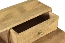 Miliboo Bureau Design-Bureau avec rangements bois manguier massif gravé et métal doré L115 cm LINIUM