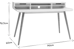 Miliboo Bureau Design-Bureau avec rangements scandinave blanc et bois clair L140 cm OPUS