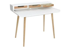 Miliboo Bureau Design-Bureau avec rangements scandinave bois clair et blanc L110 cm OPUS