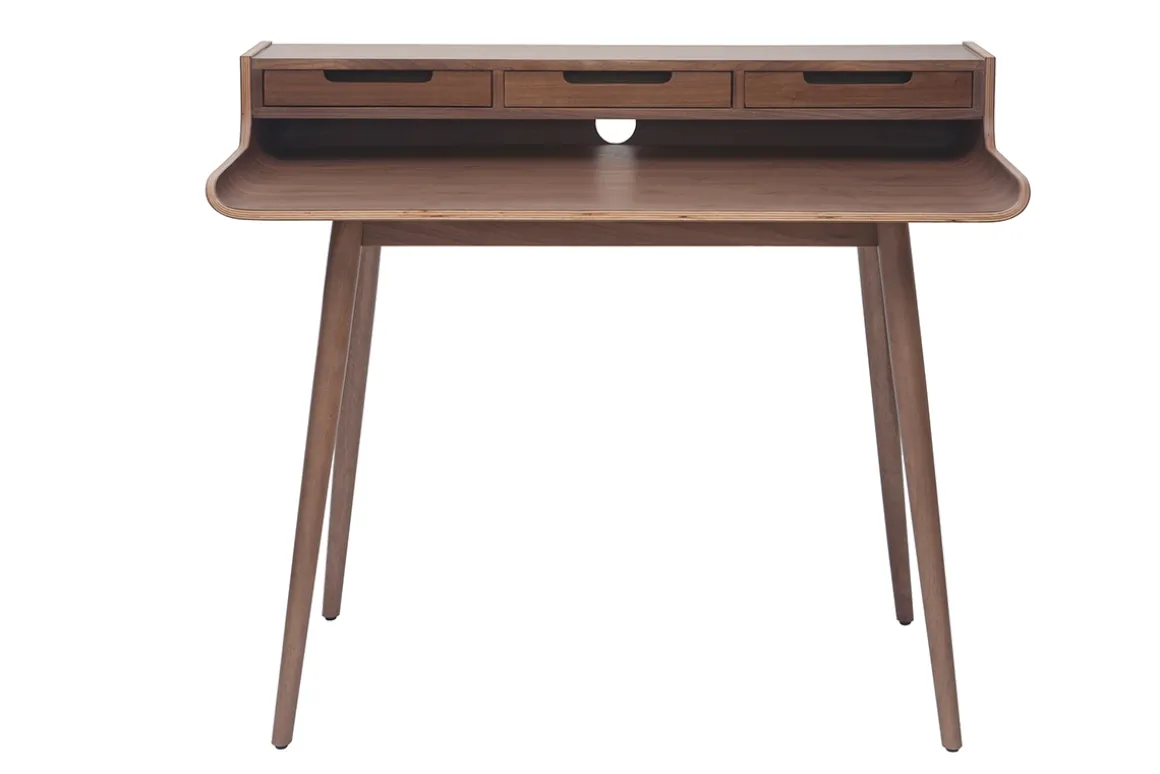 Miliboo Bureau Design-Bureau avec rangements vintage bois foncé noyer L110 cm OPUS