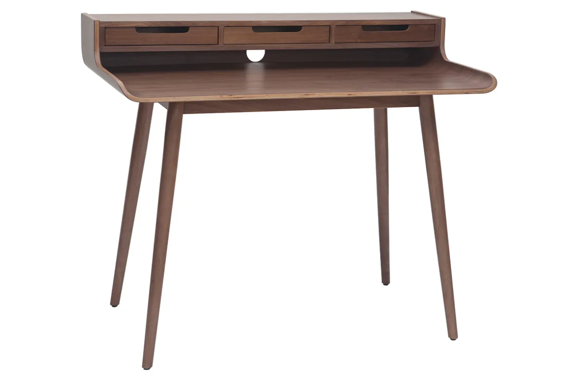 Miliboo Bureau Design-Bureau avec rangements vintage bois foncé noyer L110 cm OPUS