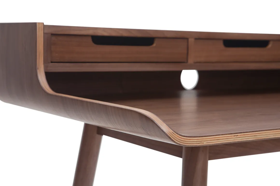 Miliboo Bureau Design-Bureau avec rangements vintage bois foncé noyer L110 cm OPUS