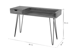 Miliboo Bureau Design-Bureau avec tiroir bois manguier massif et métal noir L116 cm VIBES