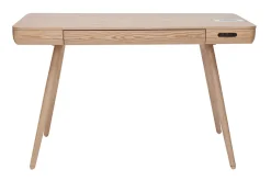 Miliboo Bureau Design-Bureau connecté multimédia avec tiroir bois clair massif L120 cm CLEVER