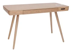 Miliboo Bureau Design-Bureau connecté multimédia avec tiroir bois clair massif L120 cm CLEVER
