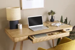 Miliboo Bureau Design-Bureau connecté multimédia avec tiroir bois clair massif L120 cm CLEVER