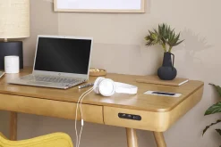 Miliboo Bureau Design-Bureau connecté multimédia avec tiroir bois clair massif L120 cm CLEVER