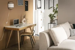 Miliboo Bureau Design-Bureau connecté multimédia avec tiroir en verre et métal blanc L120 cm CLEVER