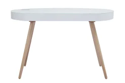 Miliboo Bureau Design-Bureau connecté multimédia verre blanc et bois clair L120 cm HANDY