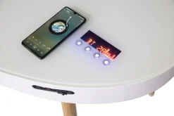 Miliboo Bureau Design-Bureau connecté multimédia verre blanc et bois clair L120 cm HANDY