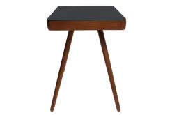 Miliboo Bureau Design-Bureau connecté multimédia avec tiroir en verre noir et bois foncé noyer L120 cm CLEVER