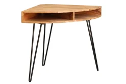 Miliboo Bureau Design-Bureau d'angle avec rangements bois massif et métal noir L75 cm GOSBY