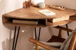 Miliboo Bureau Design-Bureau d'angle avec rangements bois massif et métal noir L75 cm GOSBY