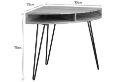 Miliboo Bureau Design-Bureau d'angle avec rangements bois massif et métal noir L75 cm GOSBY