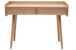 Miliboo Bureau Design-Bureau design avec rangements 2 tiroirs bois clair et cannage rotin L105 cm ELSY