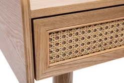 Miliboo Bureau Design-Bureau design avec rangements 2 tiroirs bois clair et cannage rotin L105 cm ELSY