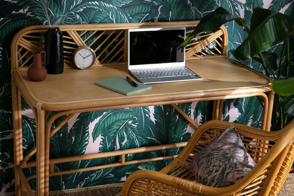 Miliboo Bureau Design-Bureau ethnique en rotin L120 cm GALON