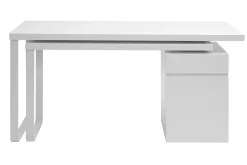 Miliboo Bureau Design-Bureau modulable avec rangements design blanc brillant L150-230 cm VOXY
