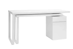 Miliboo Bureau Design-Bureau modulable avec rangements design blanc brillant L150-230 cm VOXY