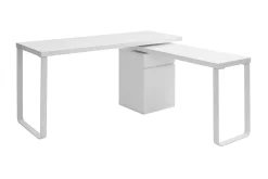 Miliboo Bureau Design-Bureau modulable avec rangements design blanc brillant L150-230 cm VOXY