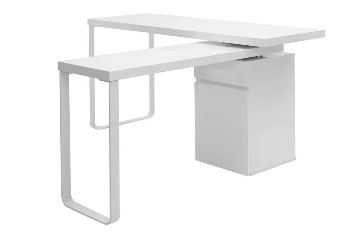 Miliboo Bureau Design-Bureau modulable avec rangements design blanc brillant L150-230 cm VOXY