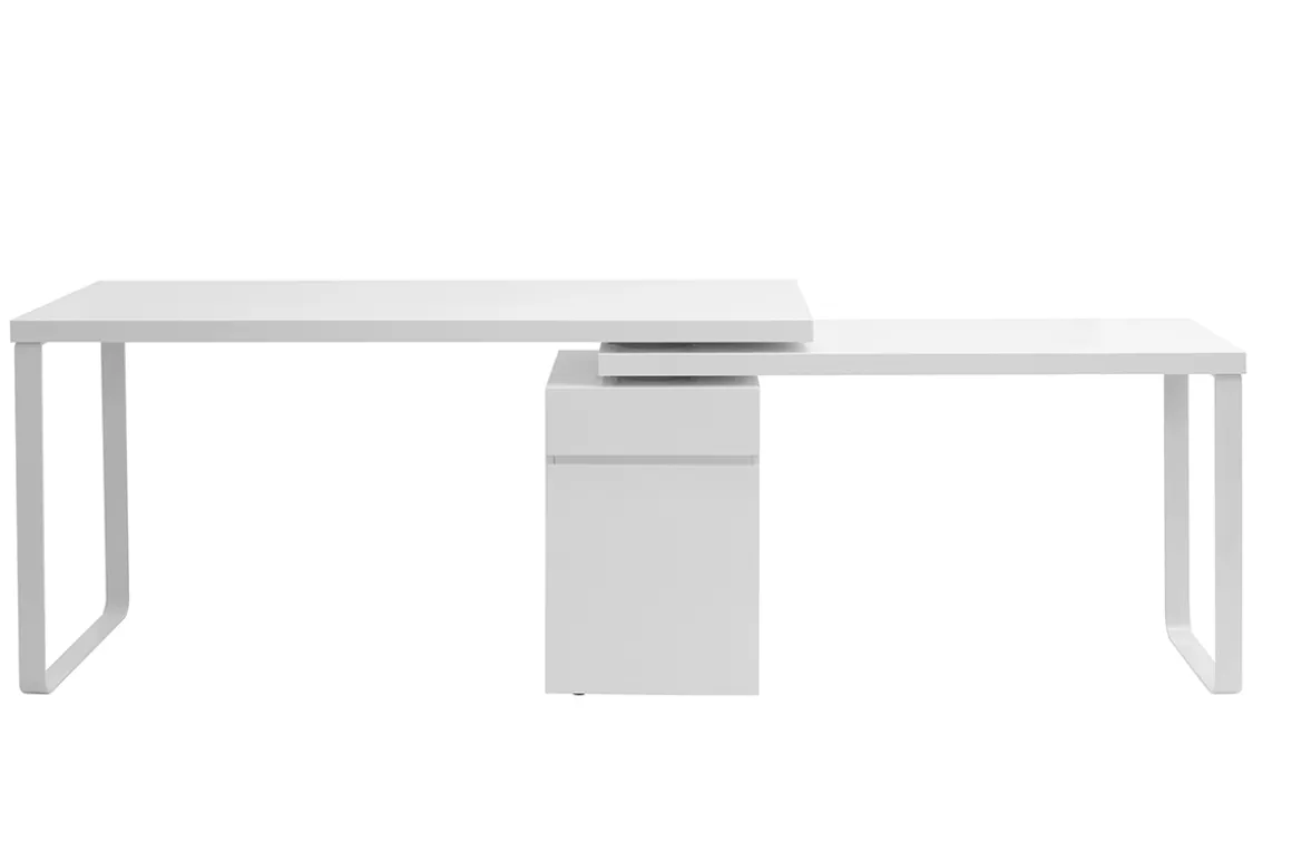 Miliboo Bureau Design-Bureau modulable avec rangements design blanc brillant L150-230 cm VOXY