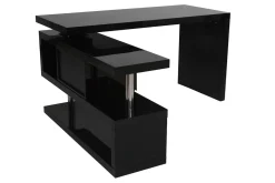 Miliboo Bureau Design-Bureau modulable design avec rangements 2 tiroirs noir laqué L140-218 cm MAX