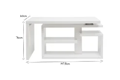 Miliboo Bureau Design-Bureau modulable design laqué blanc brillant L147-217 cm HALTON