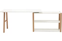 Miliboo Bureau Design-Bureau modulable scandinave blanc et bois chêne massif L140-203 cm GILDA