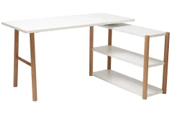 Miliboo Bureau Design-Bureau modulable scandinave blanc et bois chêne massif L140-203 cm GILDA
