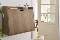 Miliboo Bureau Design-Bureau mural avec rangements en bois foncé L78 cm GABIN