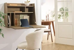 Miliboo Bureau Design-Bureau mural avec rangements en bois foncé L78 cm GABIN