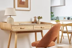 Miliboo Bureau Design-Bureau scandinave bois clair avec rangements 2 tiroirs L100 cm HALLEN